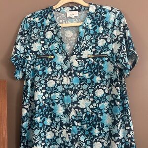 Frye Blue Floral Women's Top Size L